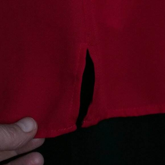 Willow & Thread | Red High Fold Down Collar Sleeveless Blouse - Picture 6 of 9